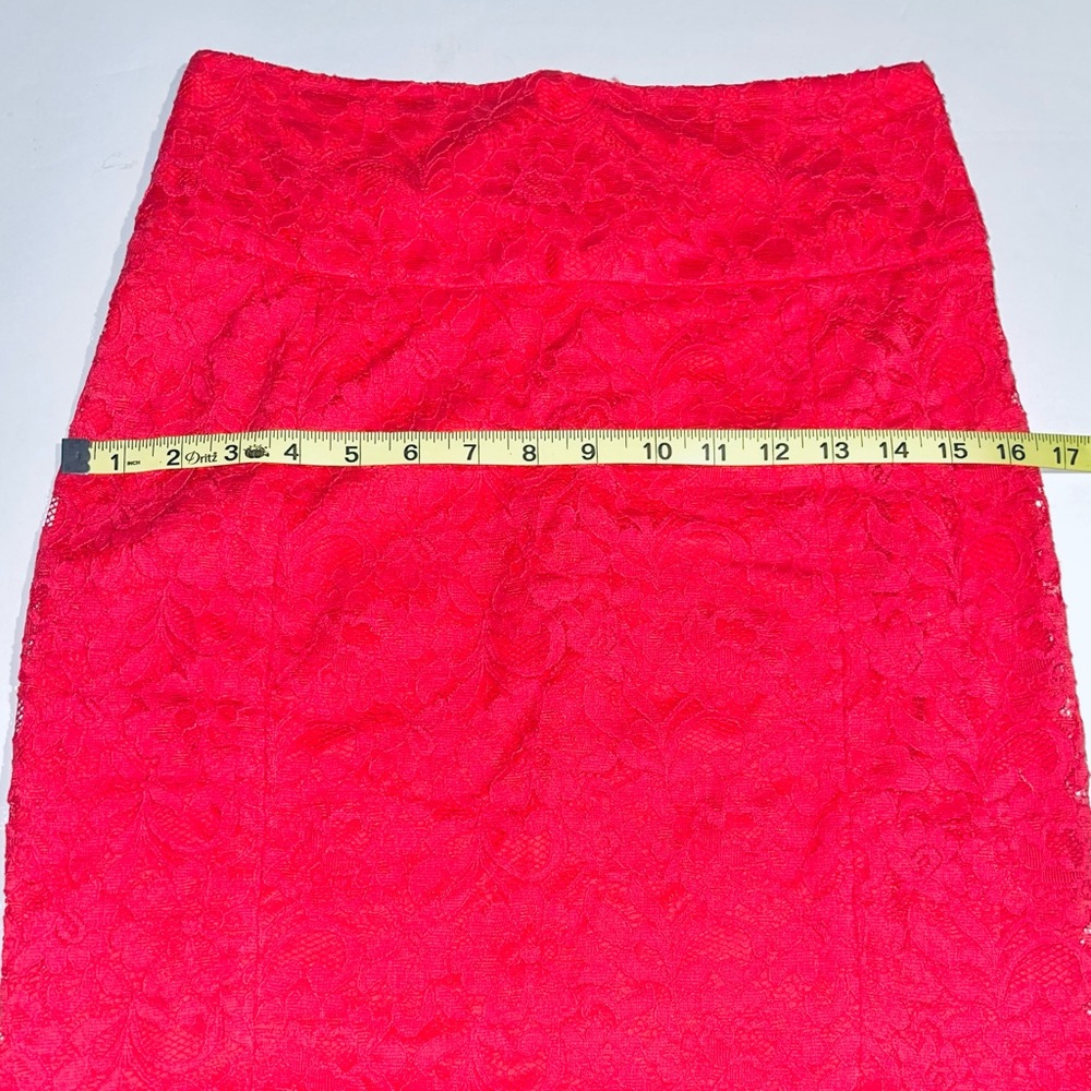 Express Bright Orange Lace Pencil Skirt Sz 4 - Picture 4 of 9